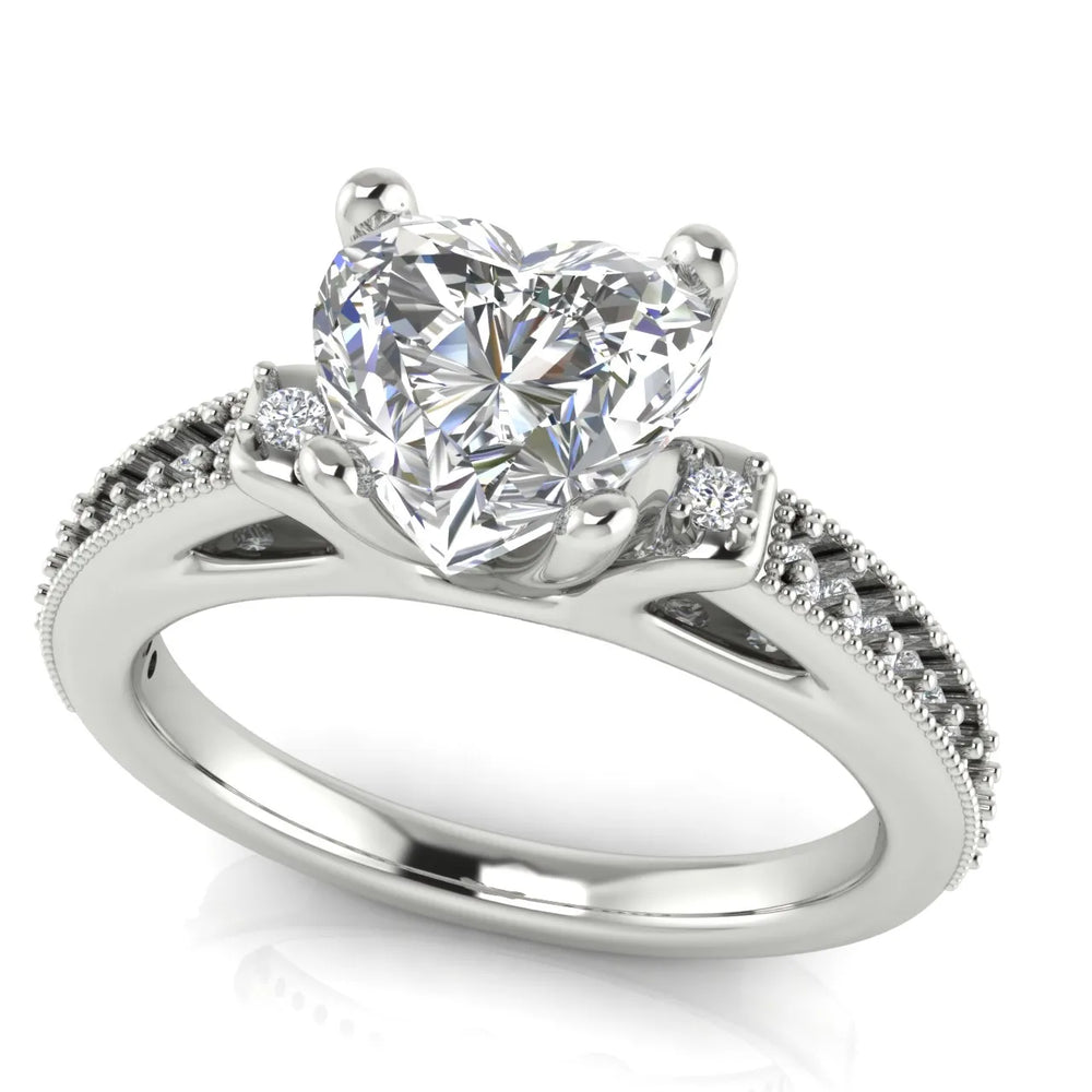Vintage-Inspired Solitaire Ring with Accent Stone Details