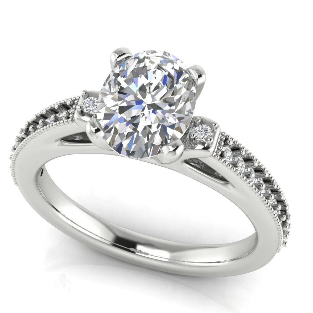 Vintage-Inspired Solitaire Ring with Accent Stone Details