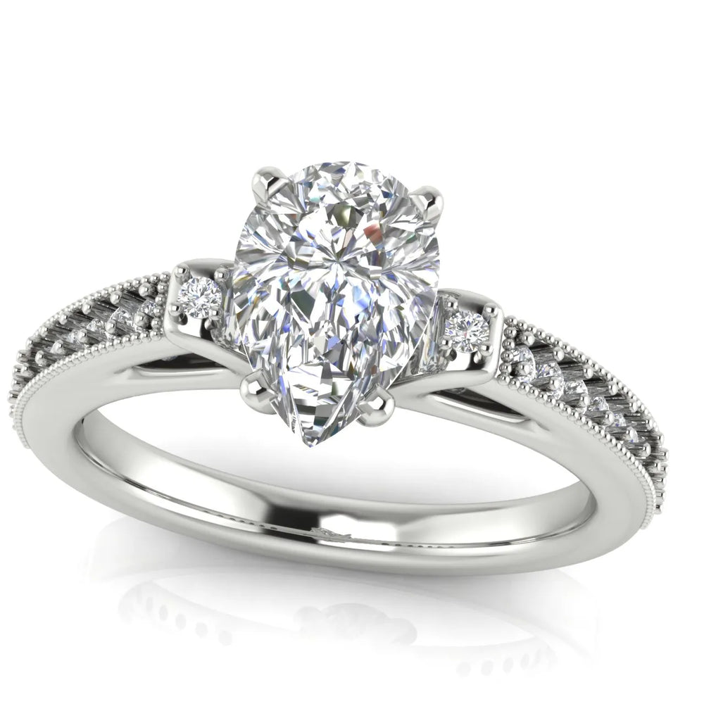 Vintage-Inspired Solitaire Ring with Accent Stone Details