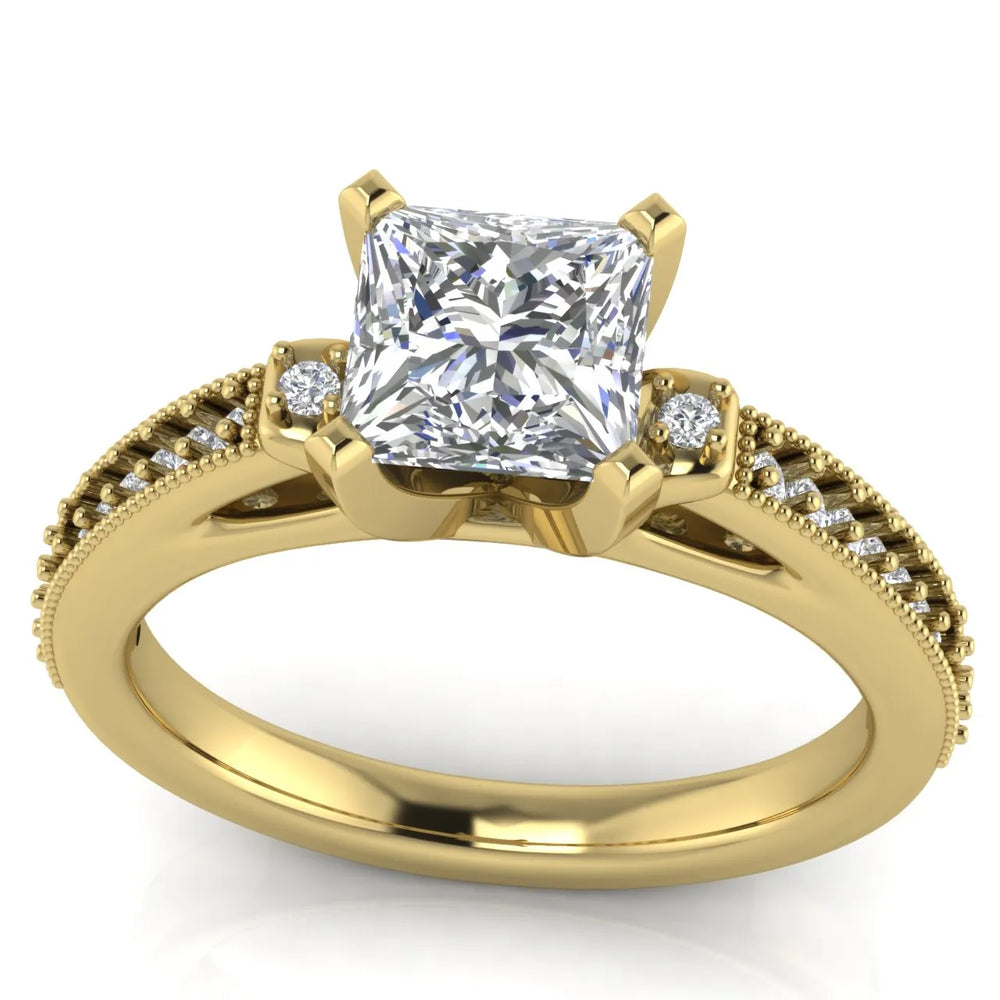 Vintage-Inspired Solitaire Ring with Accent Stone Details
