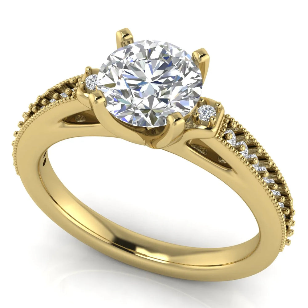 Vintage-Inspired Solitaire Ring with Accent Stone Details