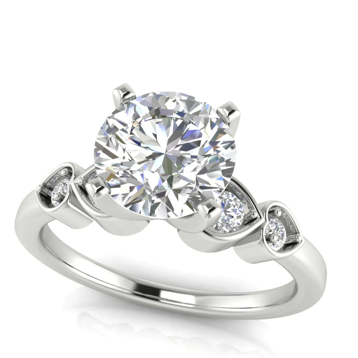 Classic Solitaire Ring with Vintage-Inspired Accent Details
