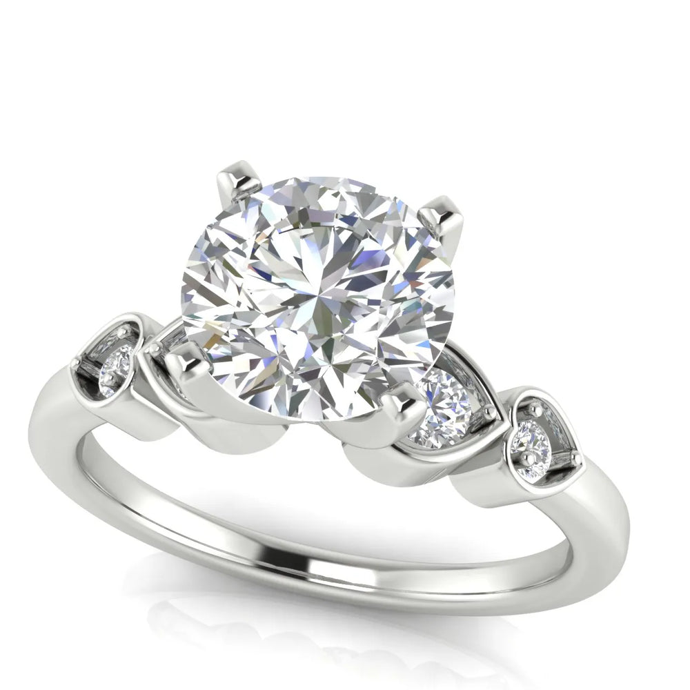 Classic Solitaire Ring with Vintage-Inspired Accent Details