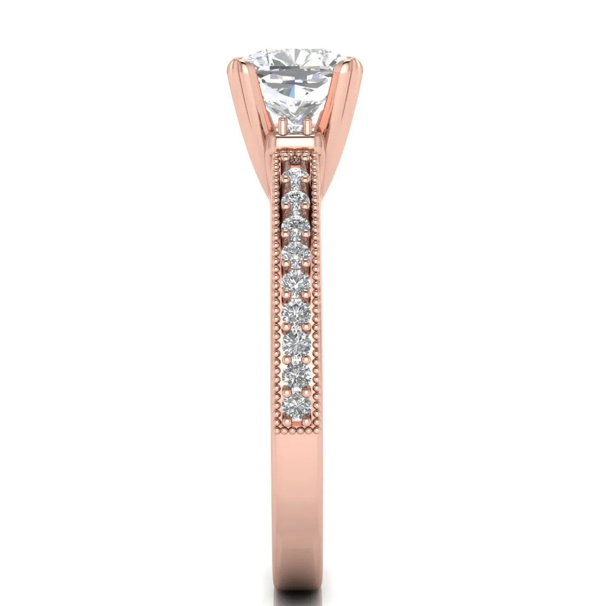 Vintage-Inspired Solitaire Ring with Accent Stone Details