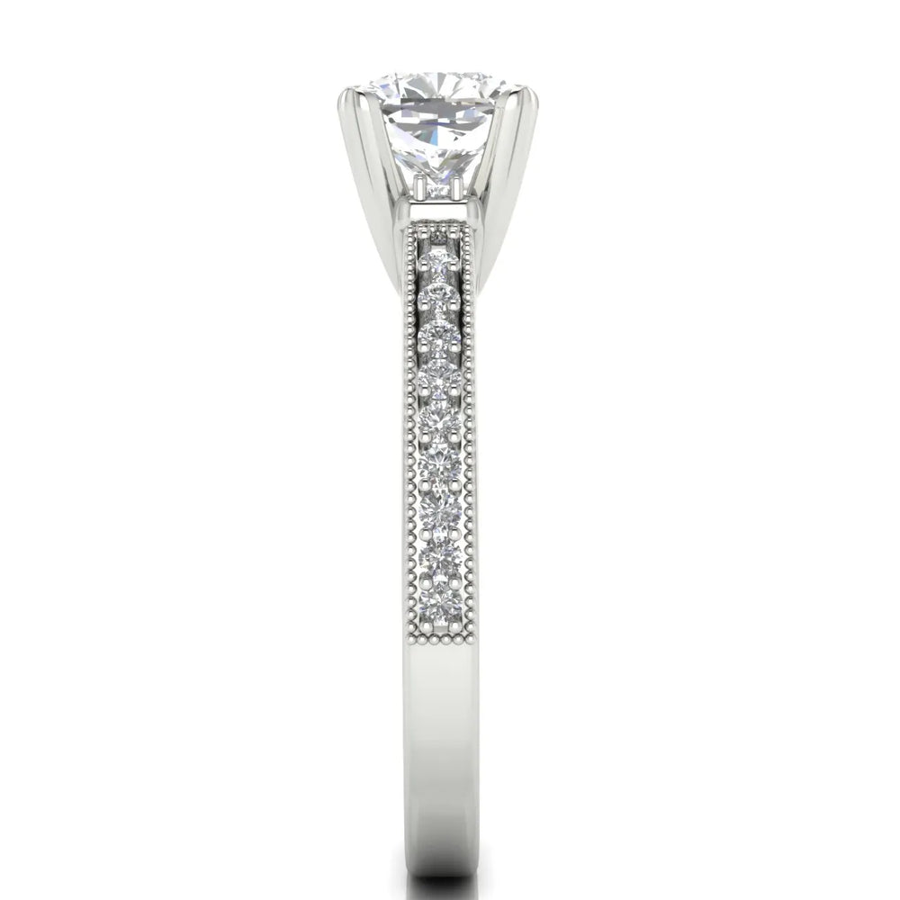 Vintage-Inspired Solitaire Ring with Accent Stone Details