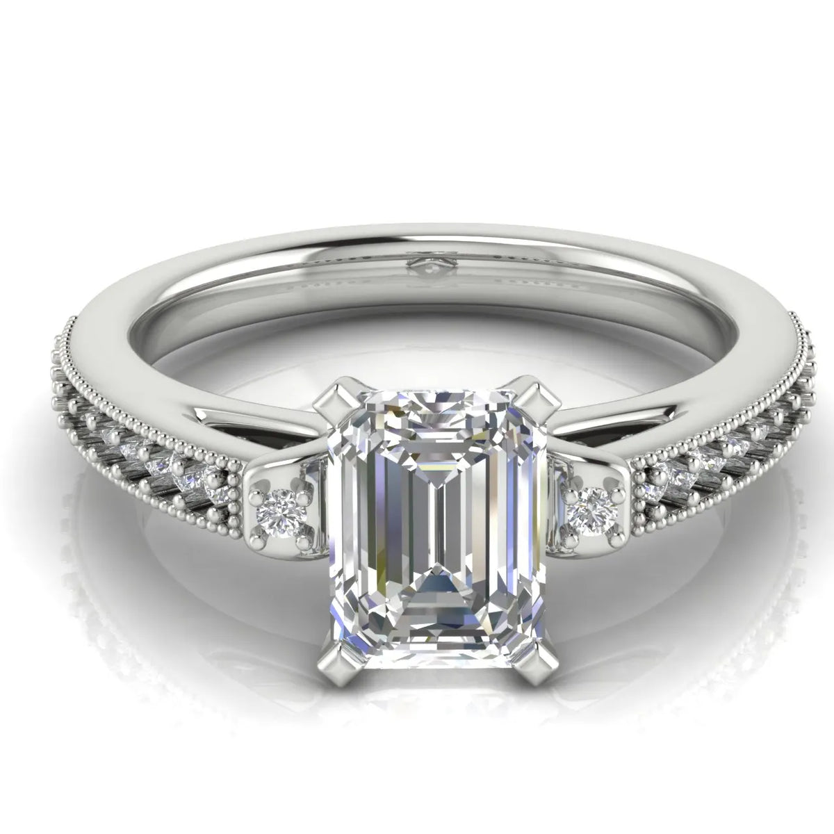 Vintage-Inspired Solitaire Ring with Accent Stone Details