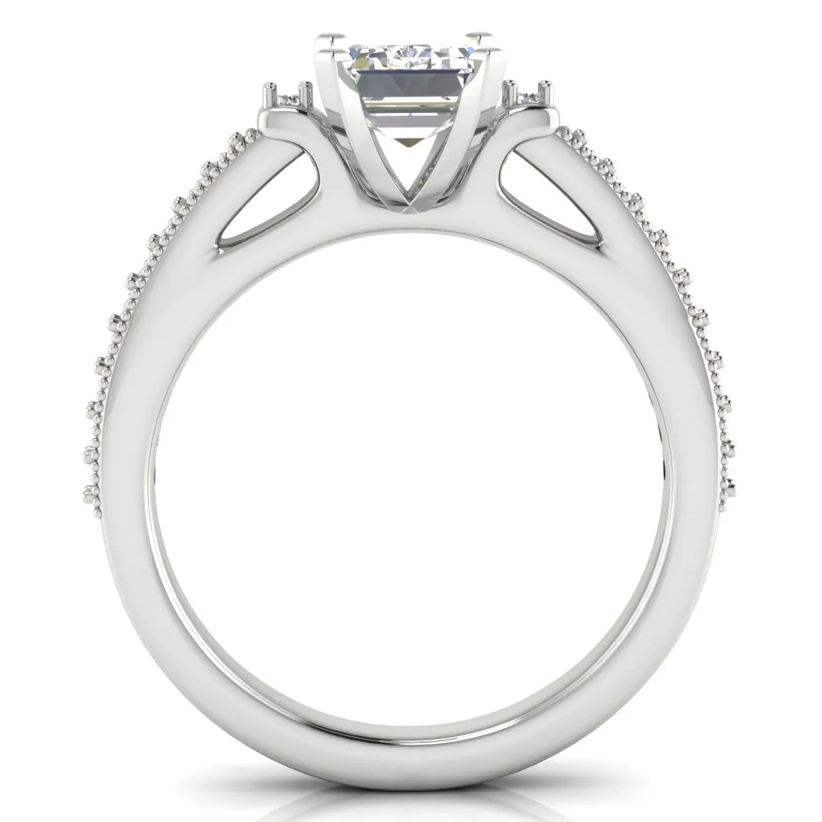 Vintage-Inspired Solitaire Ring with Accent Stone Details