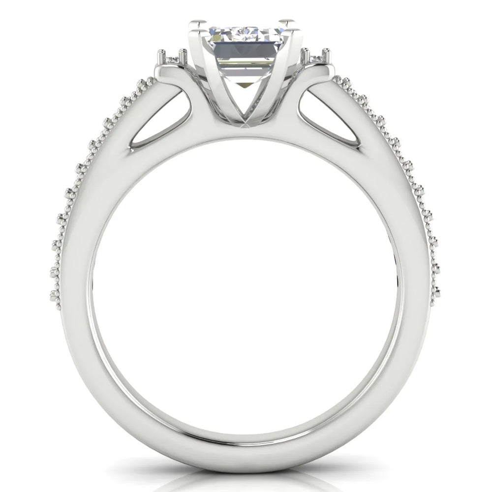 Vintage-Inspired Solitaire Ring with Accent Stone Details