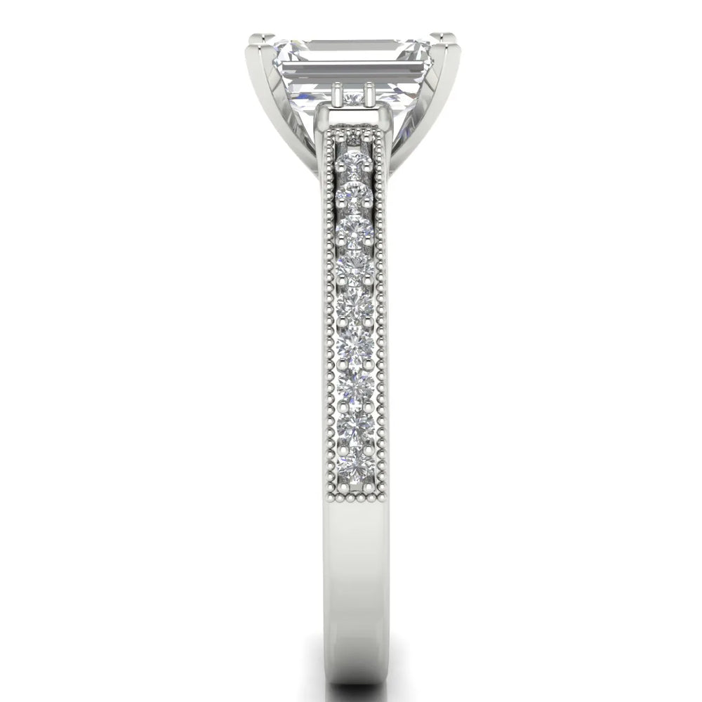 Vintage-Inspired Solitaire Ring with Accent Stone Details