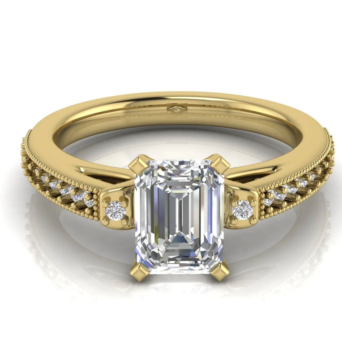 Vintage-Inspired Solitaire Ring with Accent Stone Details