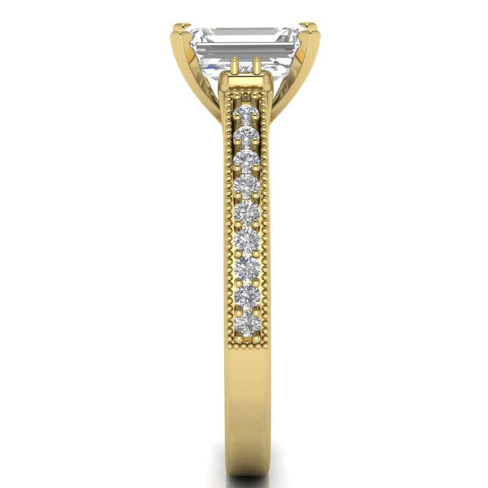 Vintage-Inspired Solitaire Ring with Accent Stone Details