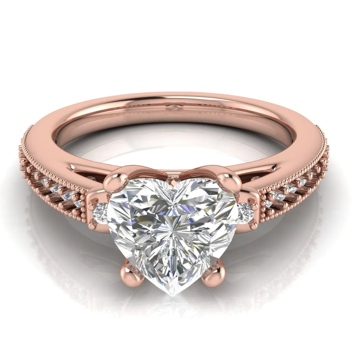 Vintage-Inspired Solitaire Ring with Accent Stone Details