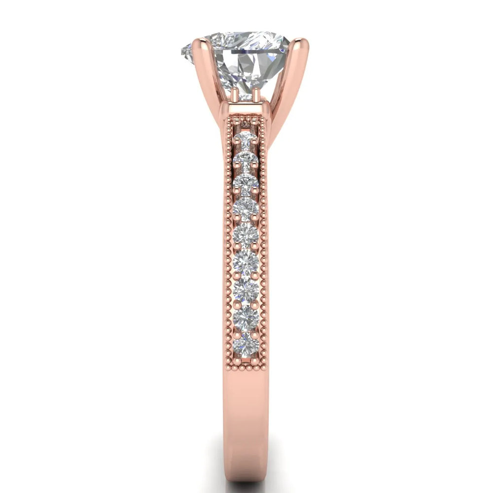 Vintage-Inspired Solitaire Ring with Accent Stone Details