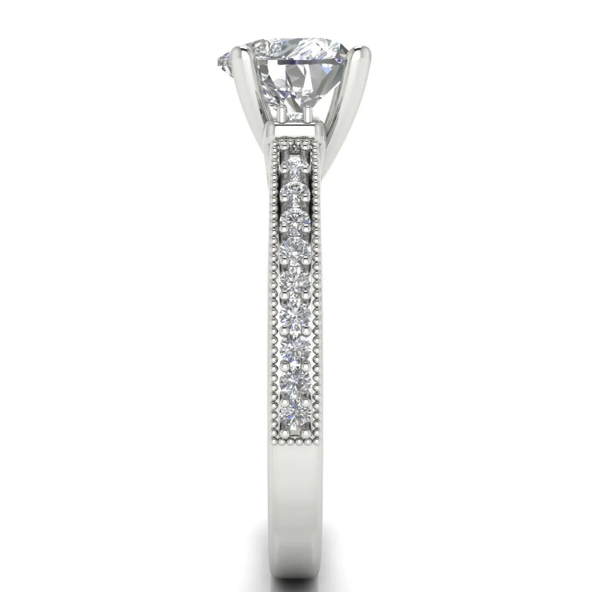 Vintage-Inspired Solitaire Ring with Accent Stone Details