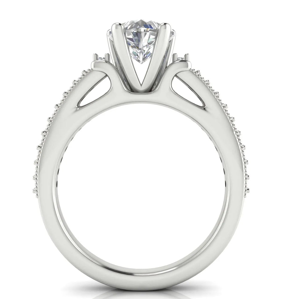 Vintage-Inspired Solitaire Ring with Accent Stone Details