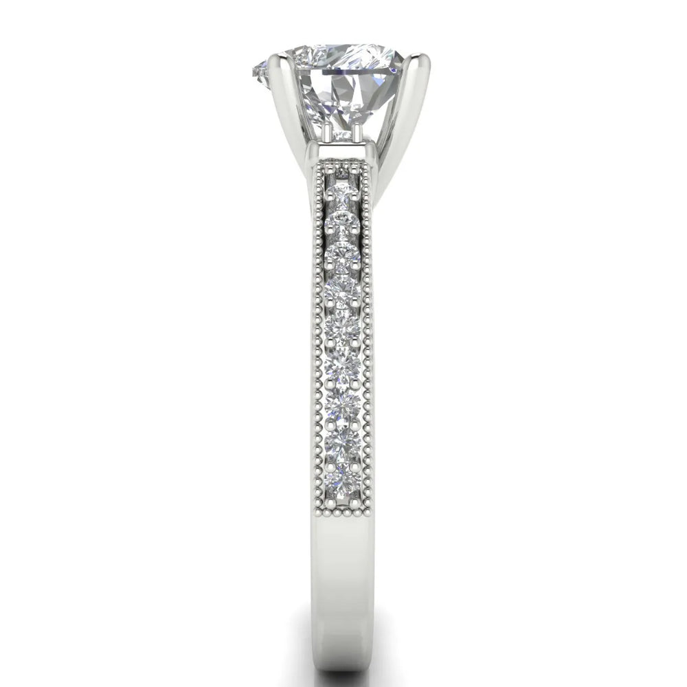 Vintage-Inspired Solitaire Ring with Accent Stone Details