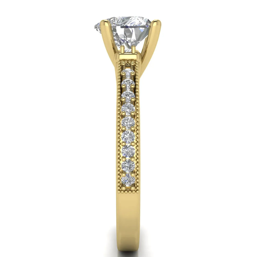 Vintage-Inspired Solitaire Ring with Accent Stone Details