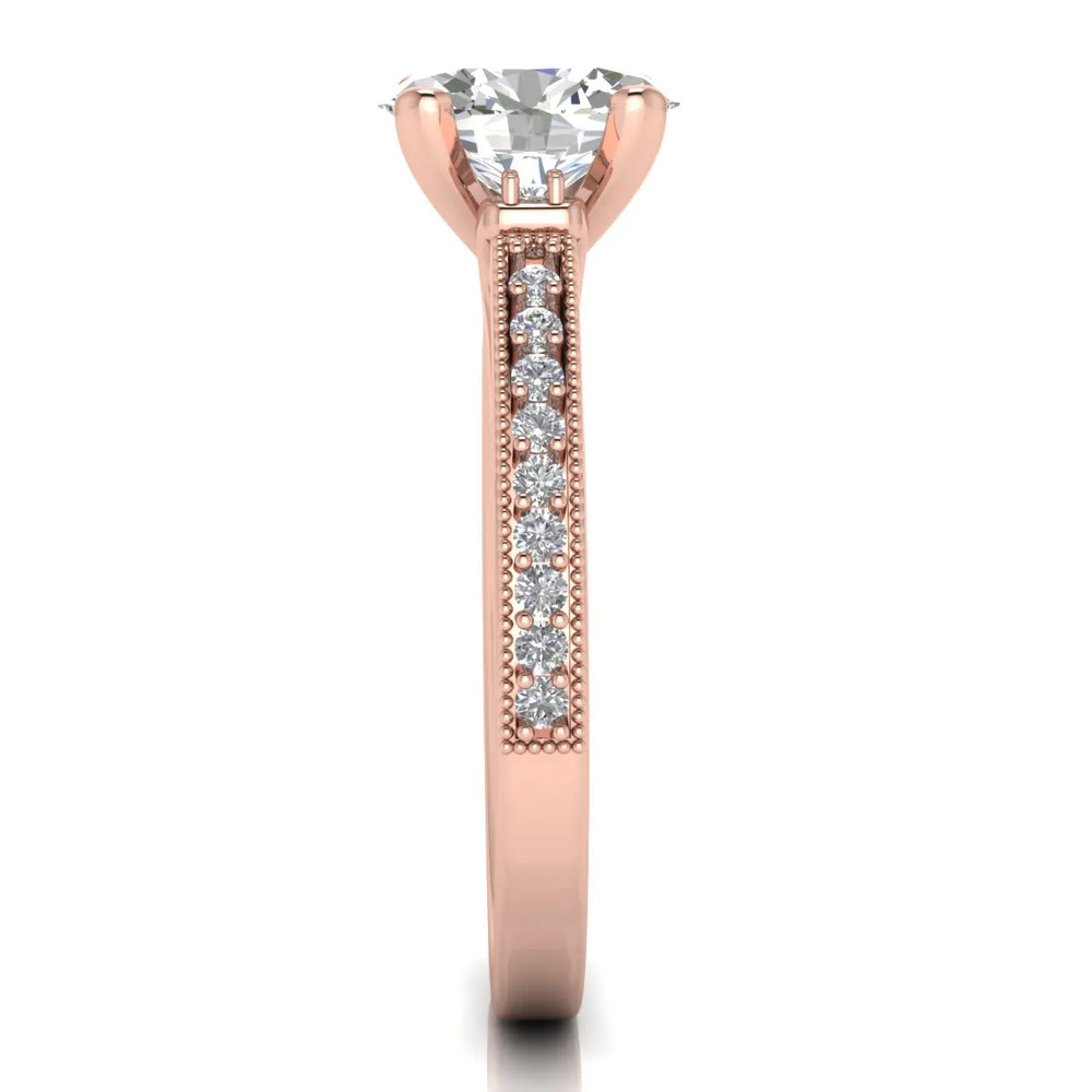 Vintage-Inspired Solitaire Ring with Accent Stone Details