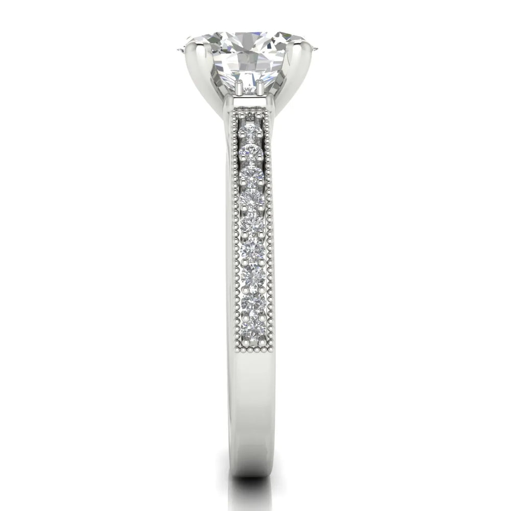 Vintage-Inspired Solitaire Ring with Accent Stone Details
