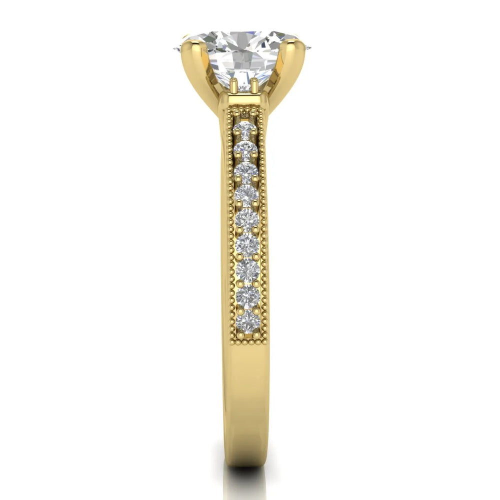 Vintage-Inspired Solitaire Ring with Accent Stone Details