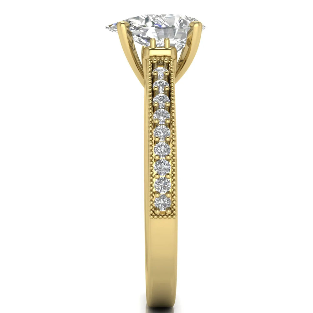 Vintage-Inspired Solitaire Ring with Accent Stone Details