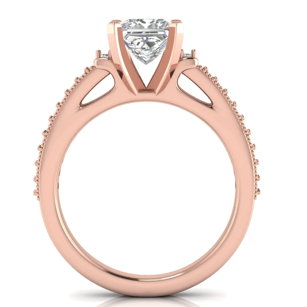 Vintage-Inspired Solitaire Ring with Accent Stone Details