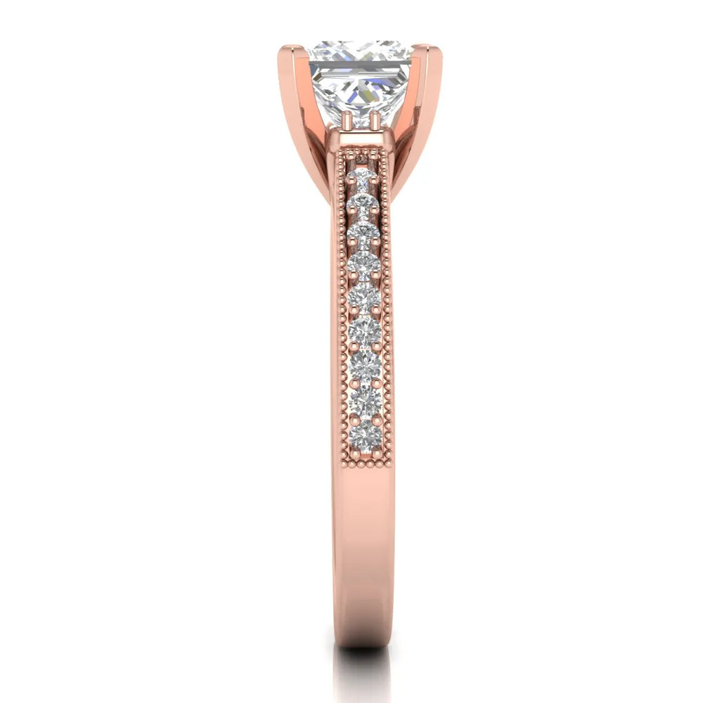 Vintage-Inspired Solitaire Ring with Accent Stone Details