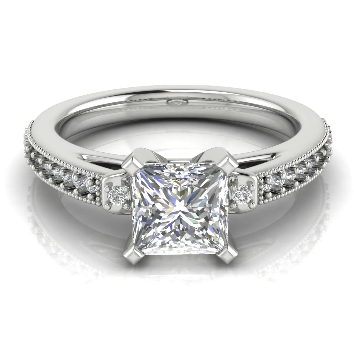 Vintage-Inspired Solitaire Ring with Accent Stone Details