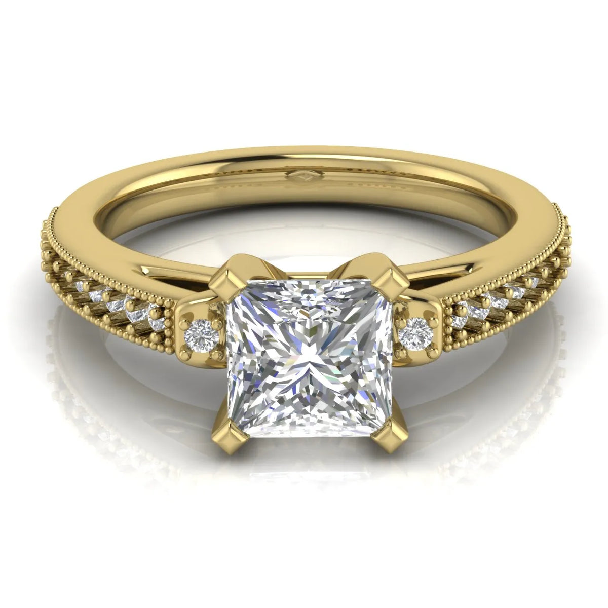 Vintage-Inspired Solitaire Ring with Accent Stone Details