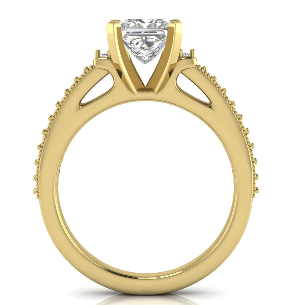 Vintage-Inspired Solitaire Ring with Accent Stone Details