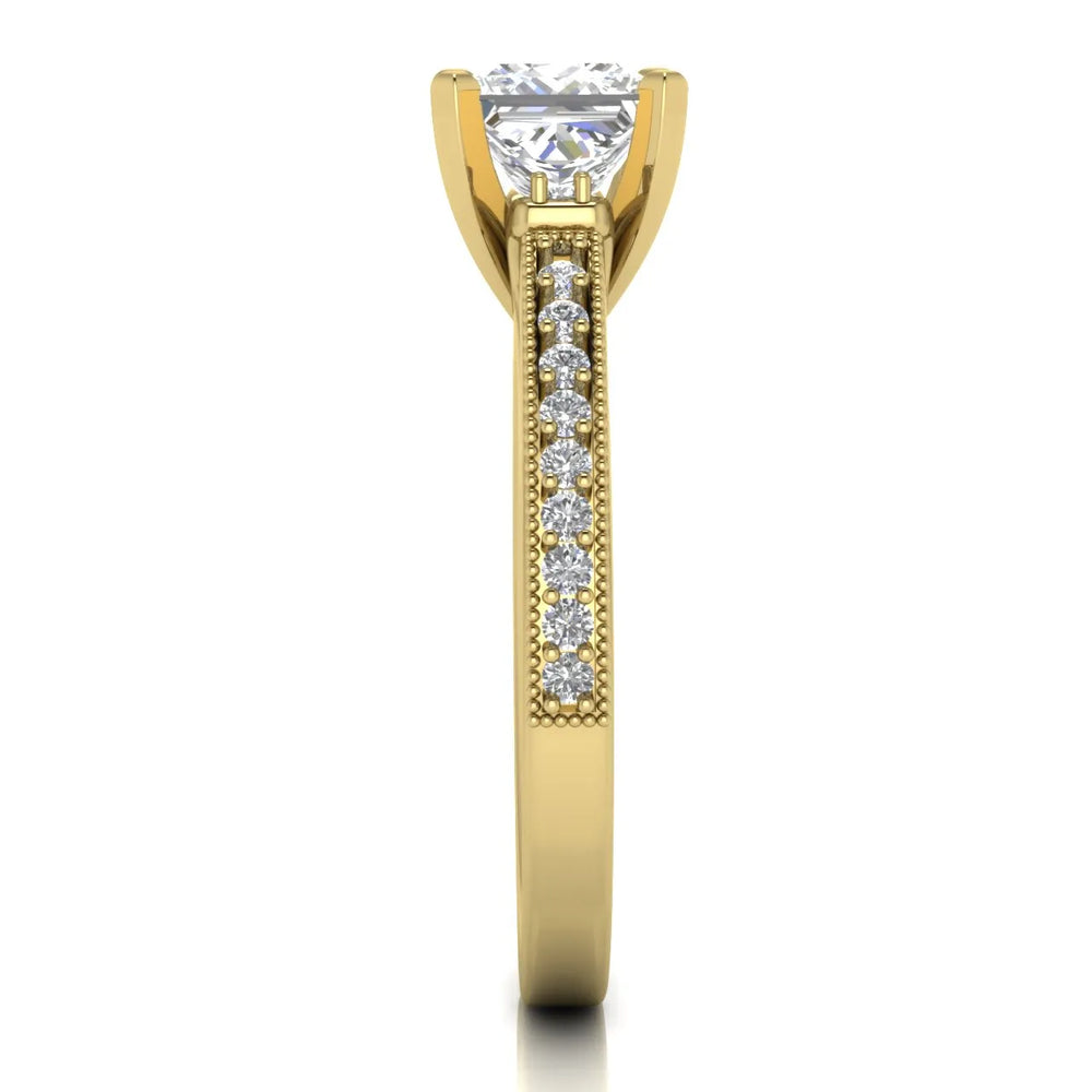 Vintage-Inspired Solitaire Ring with Accent Stone Details