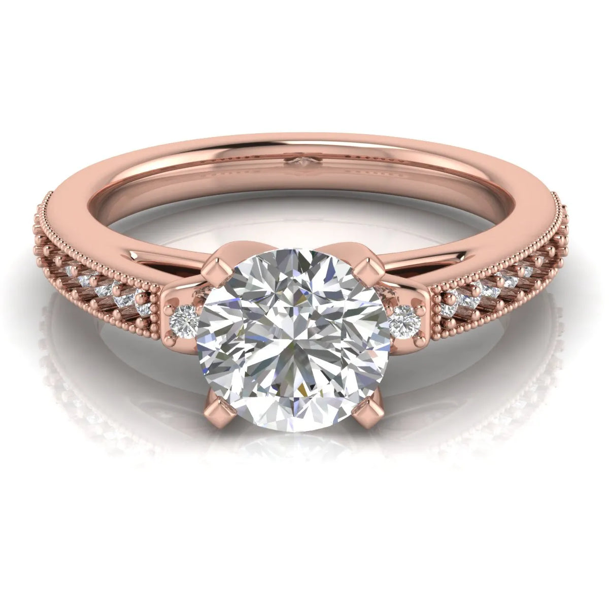 Vintage-Inspired Solitaire Ring with Accent Stone Details