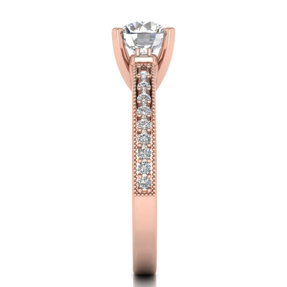 Vintage-Inspired Solitaire Ring with Accent Stone Details