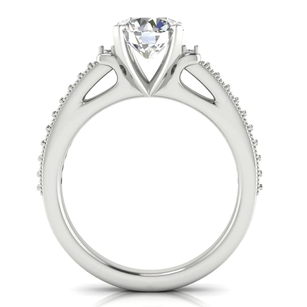 Vintage-Inspired Solitaire Ring with Accent Stone Details
