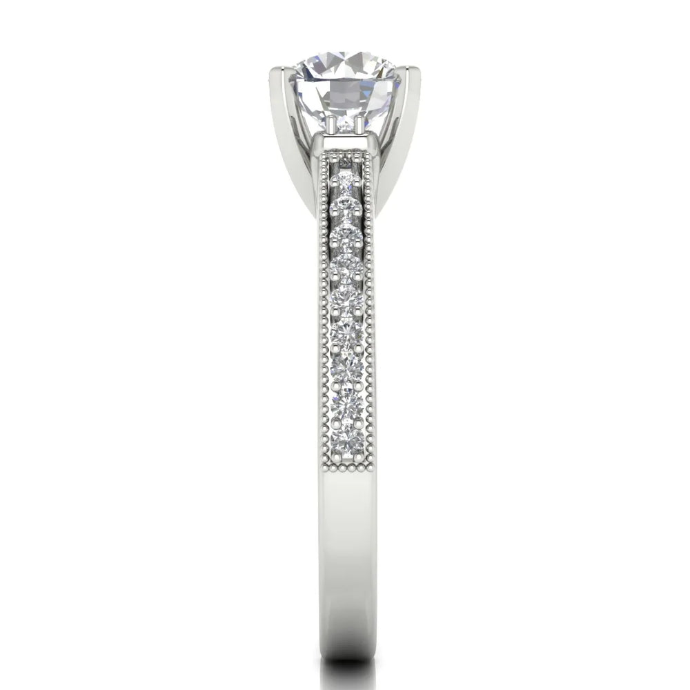 Vintage-Inspired Solitaire Ring with Accent Stone Details