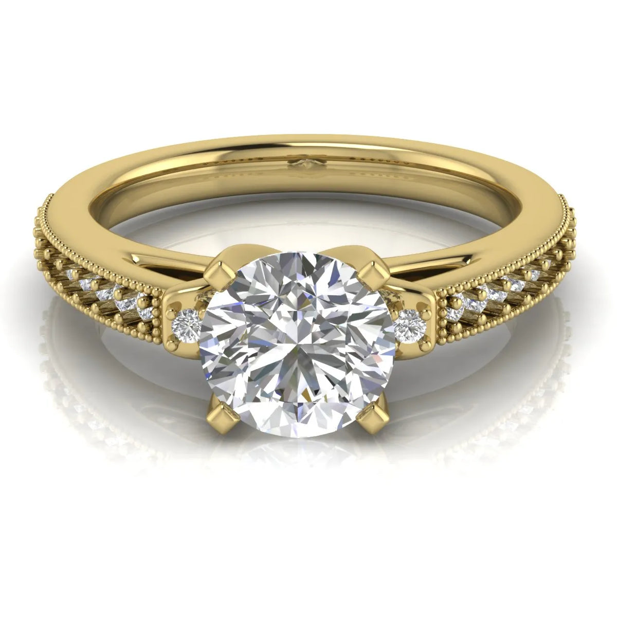 Vintage-Inspired Solitaire Ring with Accent Stone Details