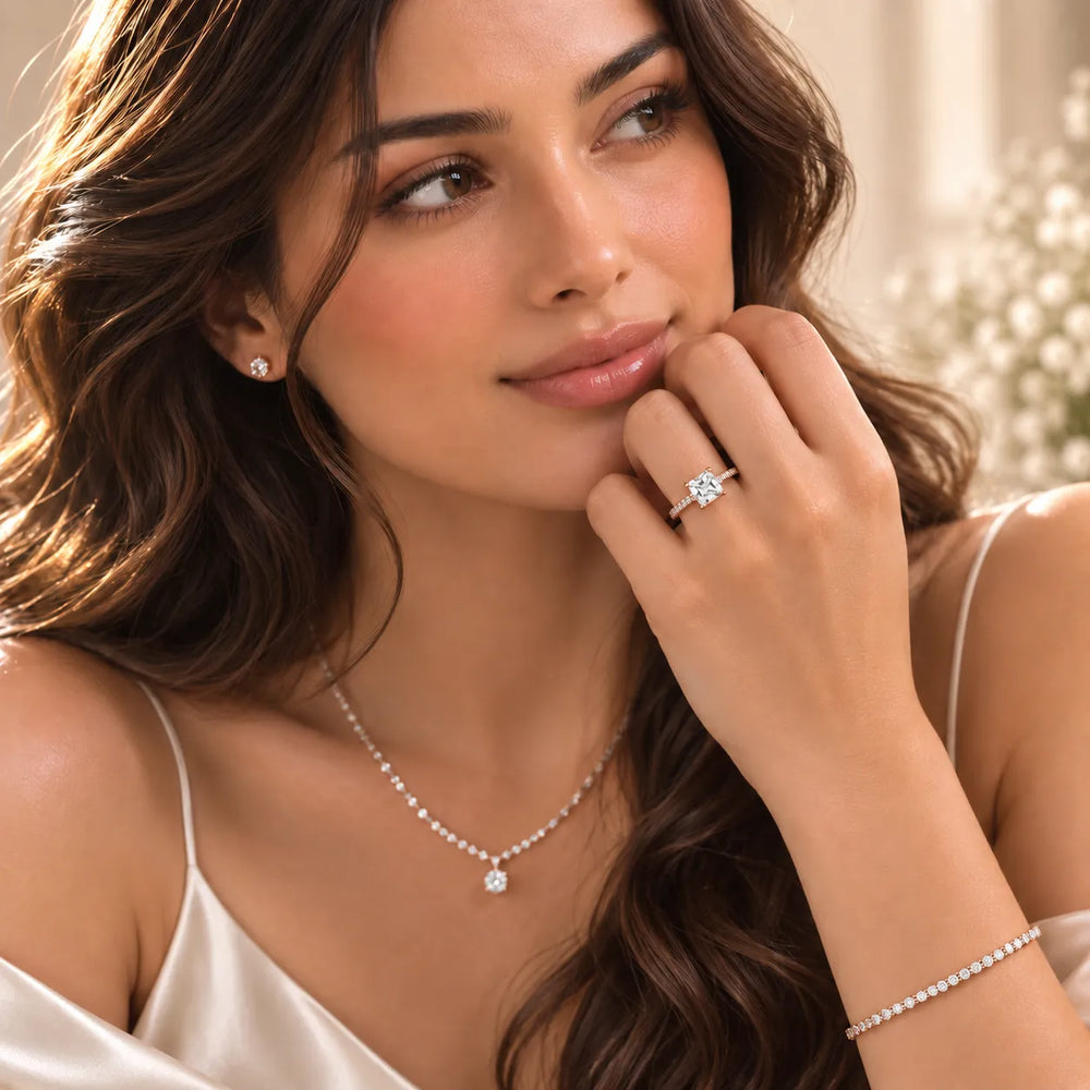 Classic Pavé Accent Solitaire Ring