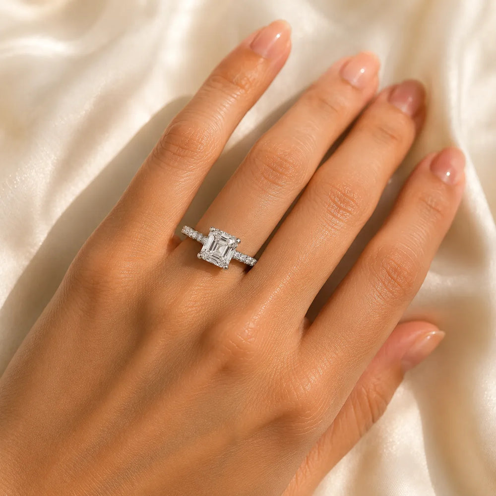 Classic Pavé Accent Solitaire Ring