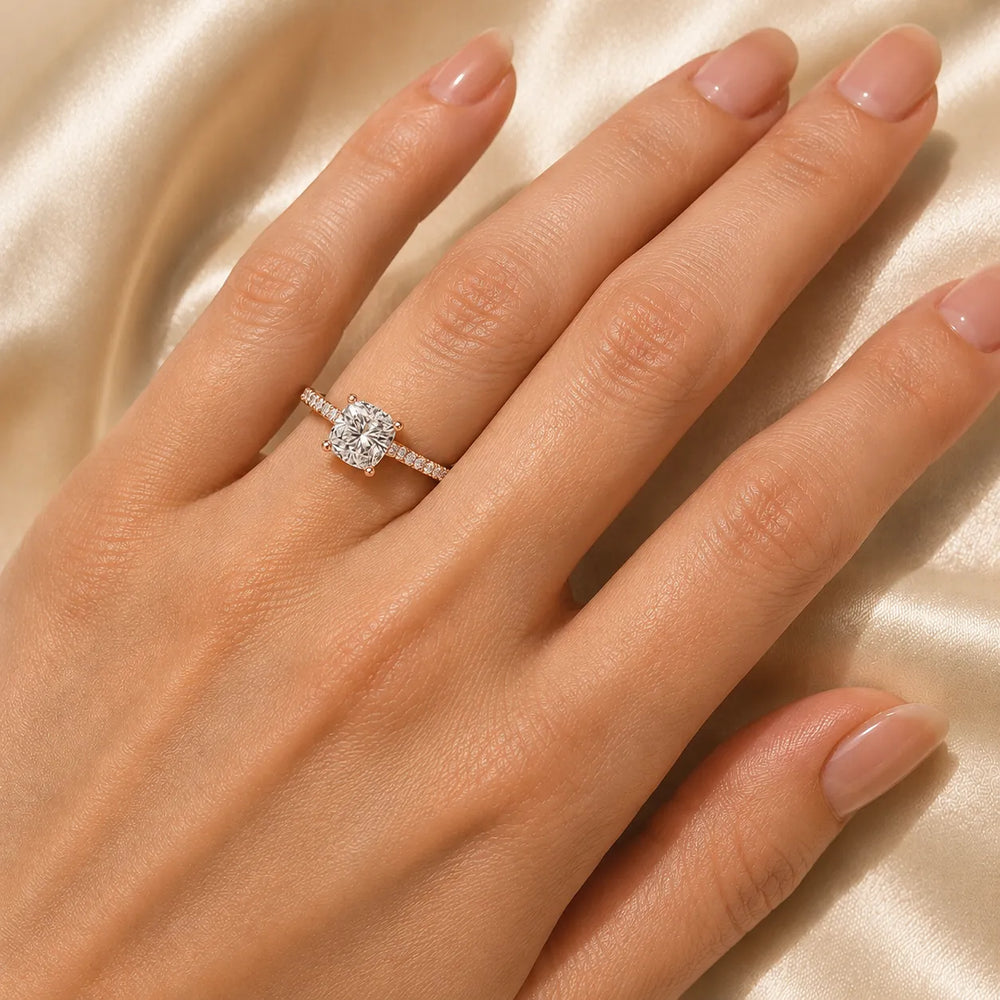 Classic Pavé Accent Solitaire Ring