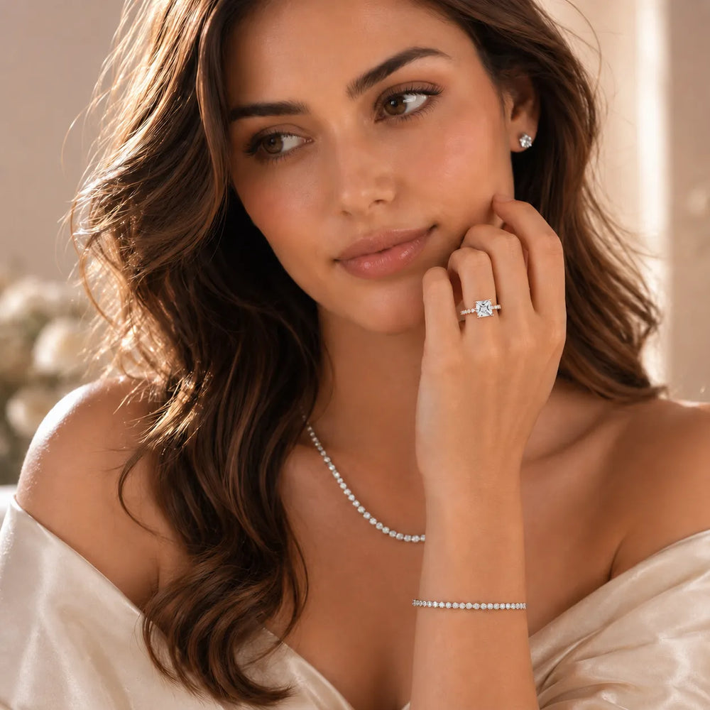 Classic Pavé Accent Solitaire Ring