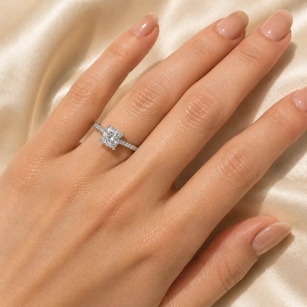 Classic Pavé Accent Solitaire Ring