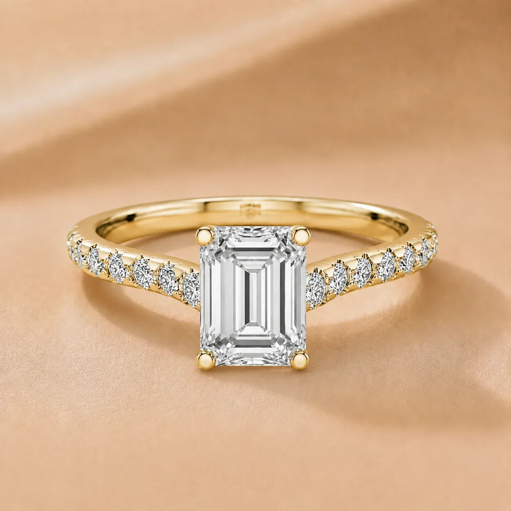 Classic Pavé Accent Solitaire Ring