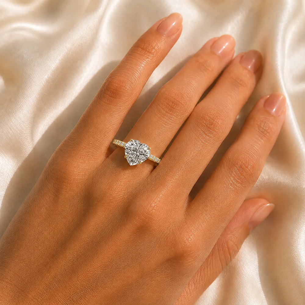 Classic Pavé Accent Solitaire Ring