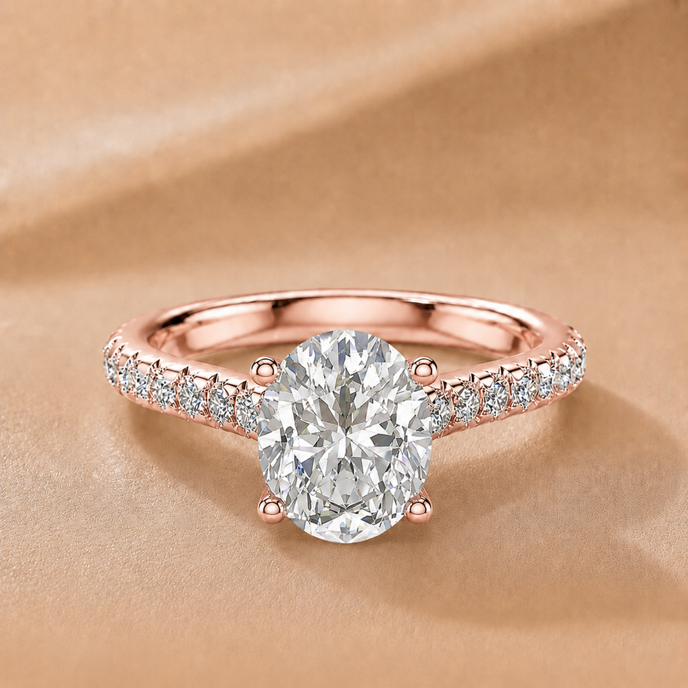 Classic Pavé Accent Solitaire Ring