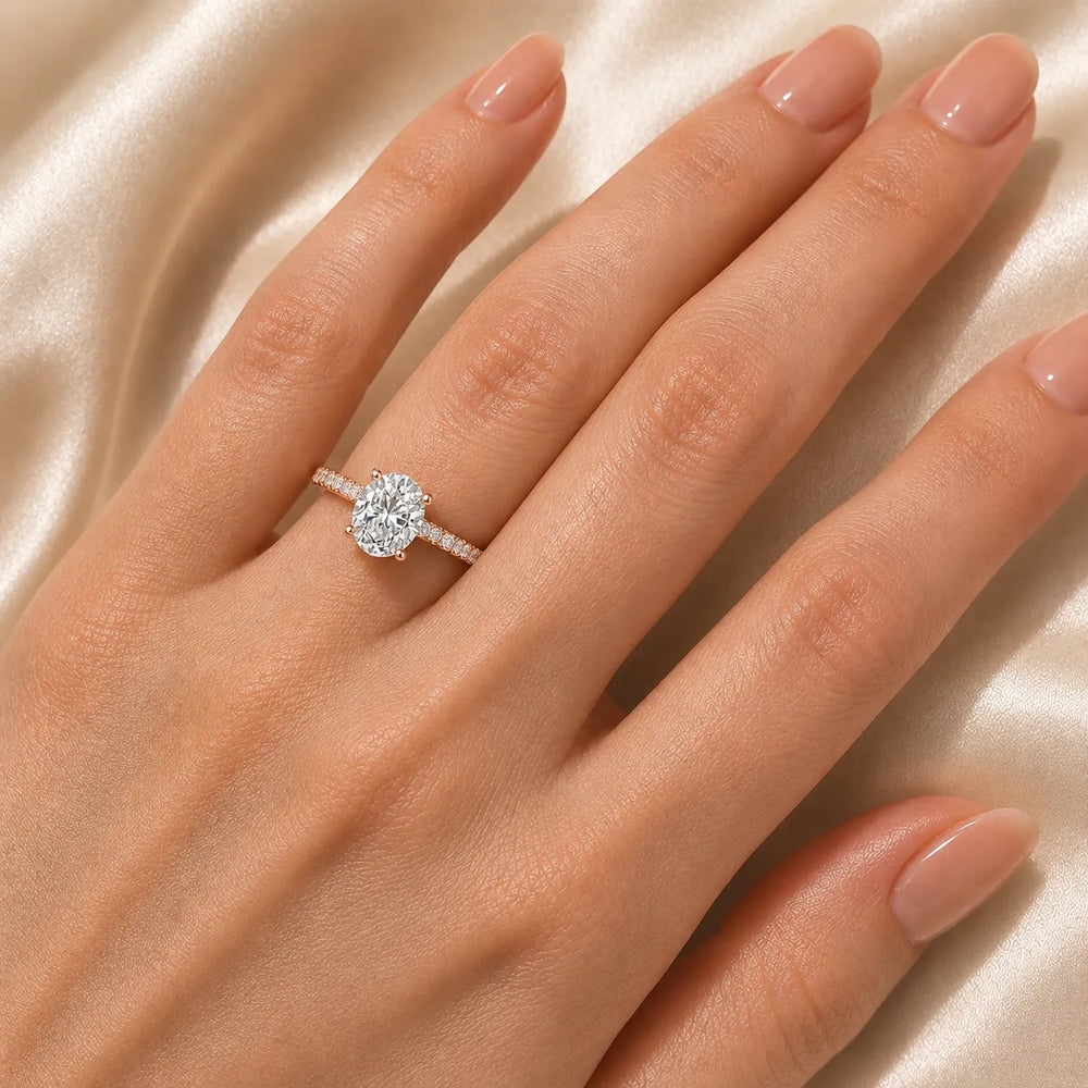 Classic Pavé Accent Solitaire Ring