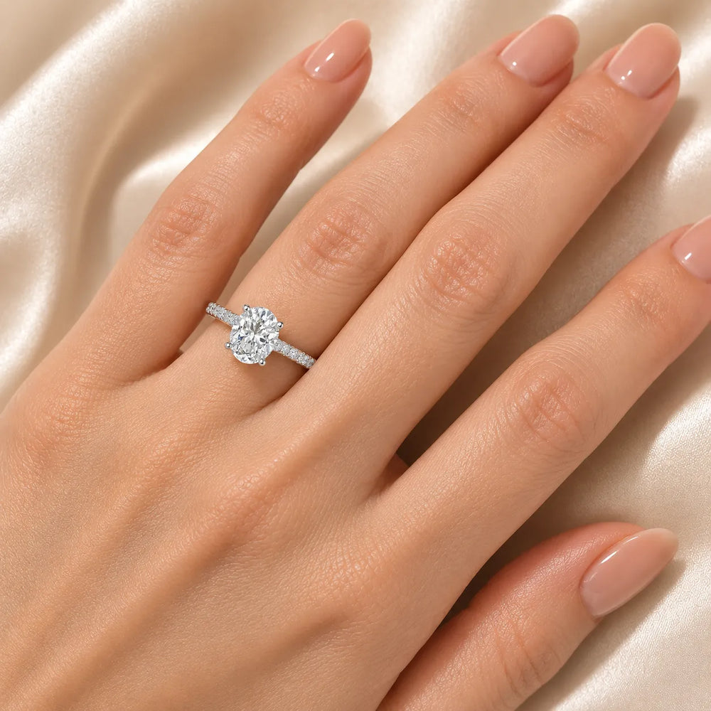 Classic Pavé Accent Solitaire Ring