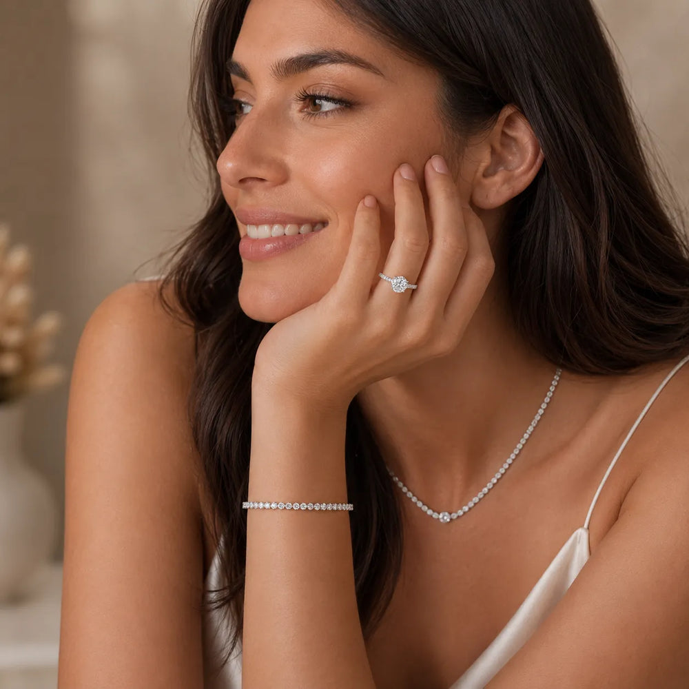 Classic Pavé Accent Solitaire Ring