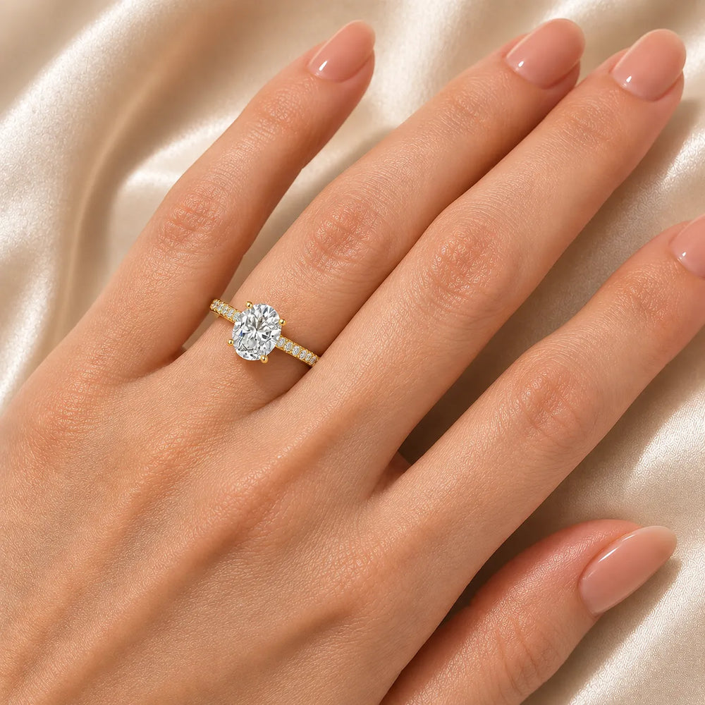 Classic Pavé Accent Solitaire Ring