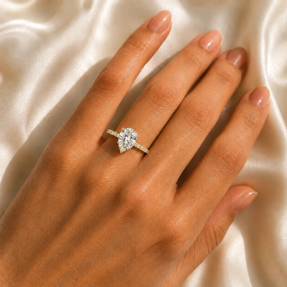 Classic Pavé Accent Solitaire Ring