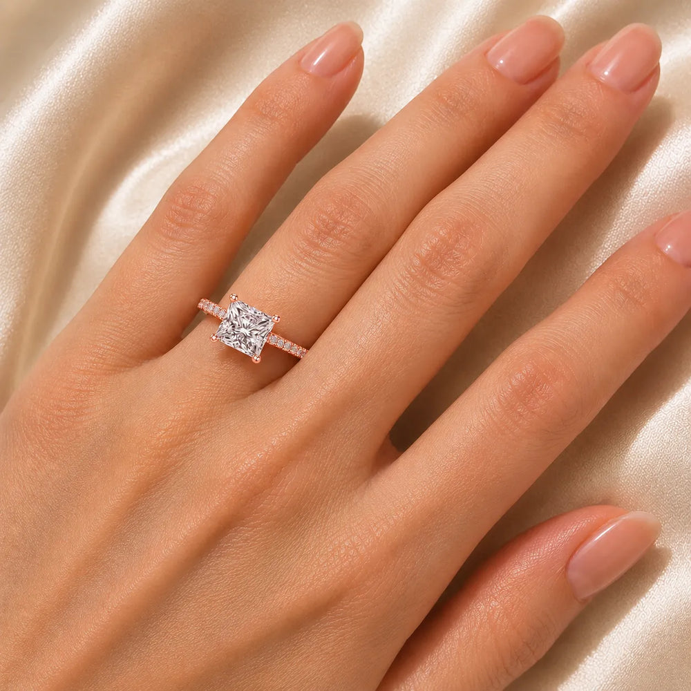 Classic Pavé Accent Solitaire Ring